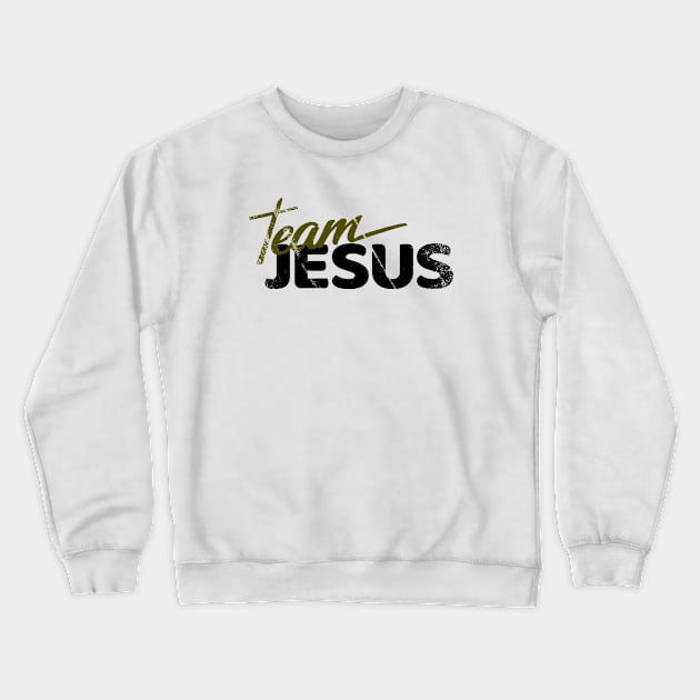 Team Jesus Catholic Distressed Christian Tee | Burnt Yellow and White Crewneck Sweatshirt by jonathanptk